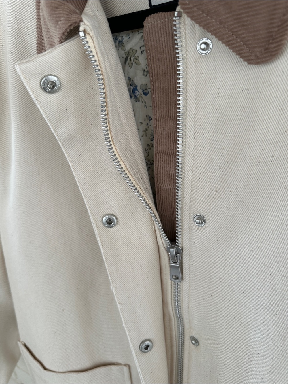 NWOT Bagatelle Collection Off White Cream Utility Barn Chore Canvas Jacket L - Picture 5 of 7